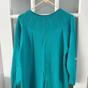 5/$25 vintage JESSICA 1980 Cotton Women's Teal Sweater size large 😌